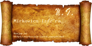 Mirkovics Izóra névjegykártya